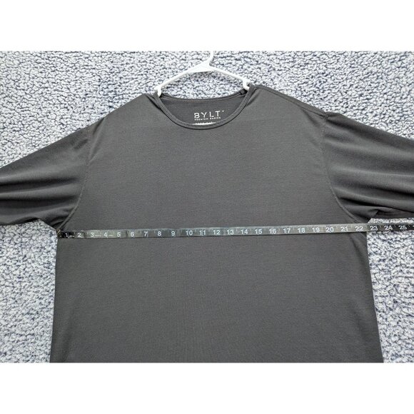BYLT Drop Cut Long Sleeve Shirt Mens LG Athletic Gym Workout Running Boxing Gray - Picture 8 of 11